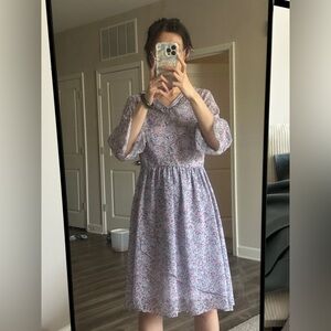 Girls' Lavender Floral Ruffle Dress